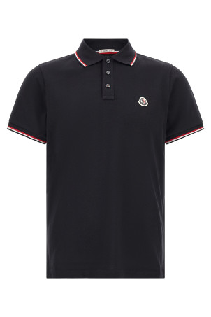 Tricolor trim polo shirt Blue