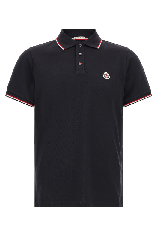 Tricolor trim polo shirt Blue