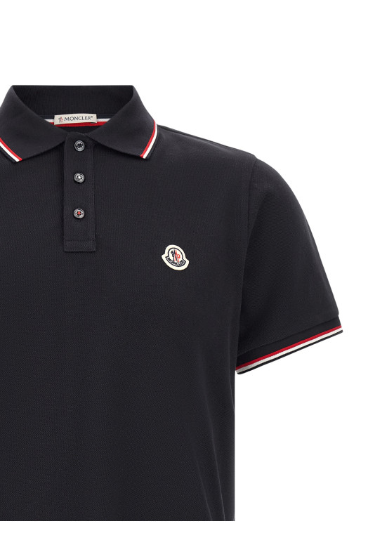 Tricolor trim polo shirt Blue
