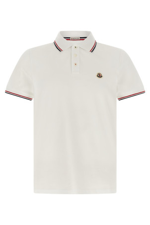 Tricolor trim polo shirt White