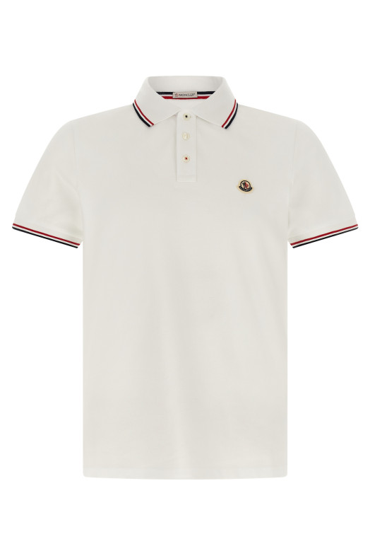 Tricolor trim polo shirt White
