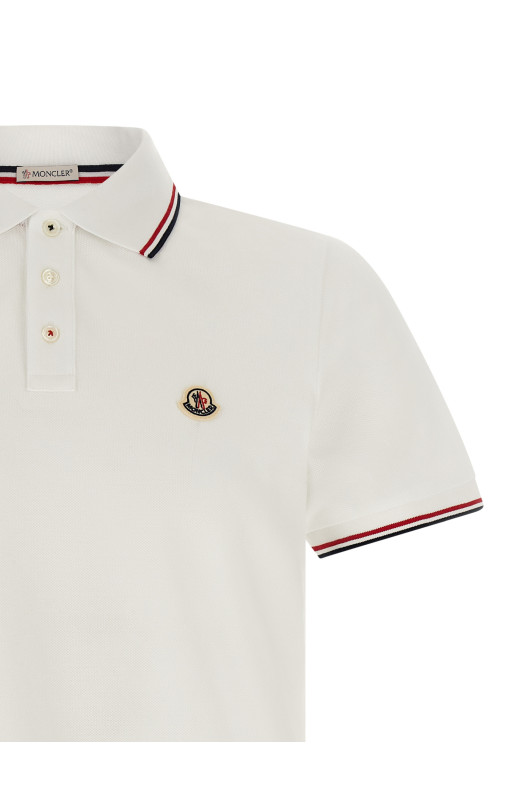 Tricolor trim polo shirt White