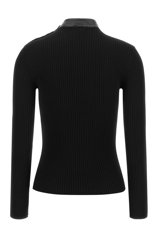 Свитер с виниловым воротником, черный COURREGES 326MPU285FI00019999