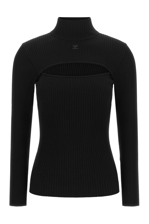 Свитер с вырезами, чёрный COURREGES 326MPU289FI00019999