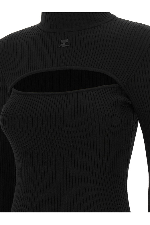 Свитер с вырезами, чёрный COURREGES 326MPU289FI00019999