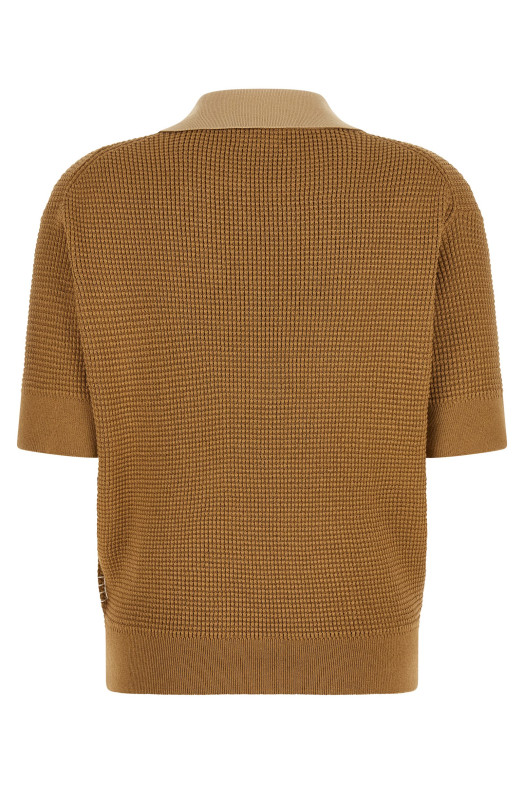 Waffle stitch polo shirt Beige
