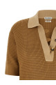 Waffle stitch polo shirt Beige