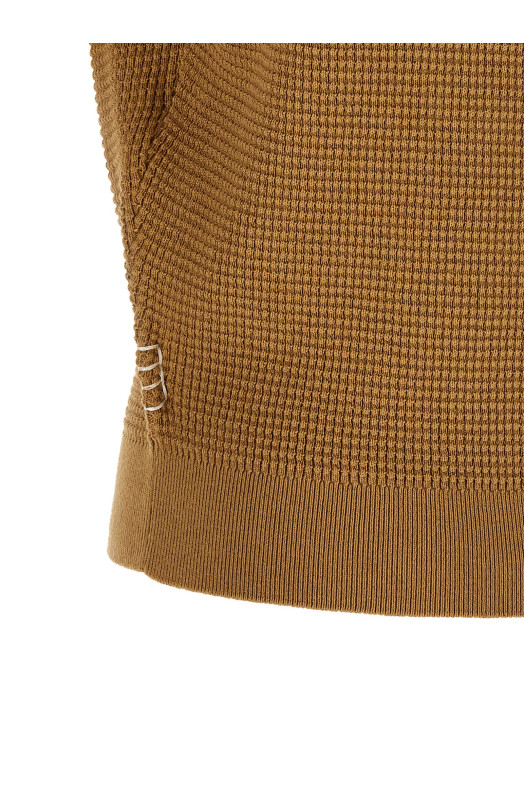Waffle stitch polo shirt Beige