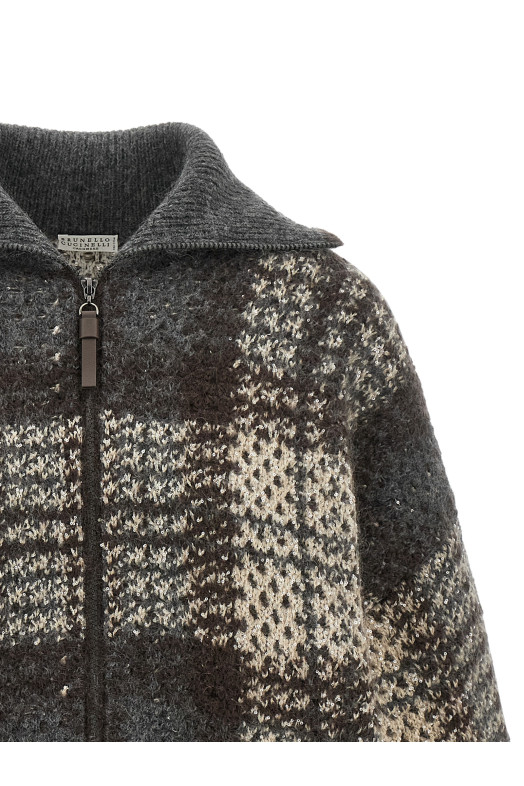 Double 'Dazzling Tartan' cardigan Gray