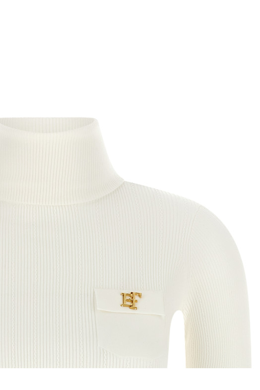 Turtleneck embroidery à jour White