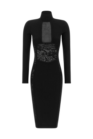 Knitted and lace dress Black