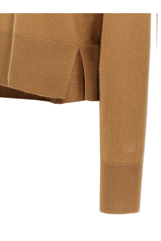'Cropped Turtleneck' turtleneck sweater Beige