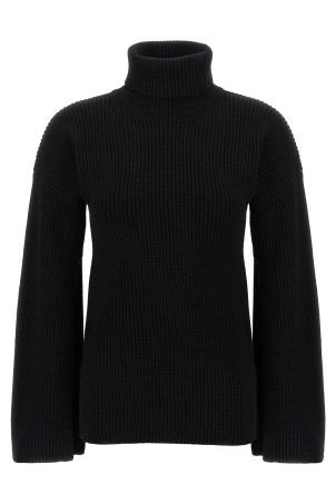Ribbed wool turtleneck sweater Black