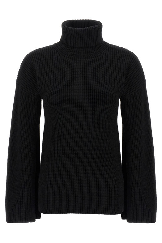 Ribbed wool turtleneck sweater Black