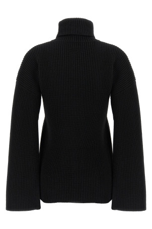 Ribbed wool turtleneck sweater Black
