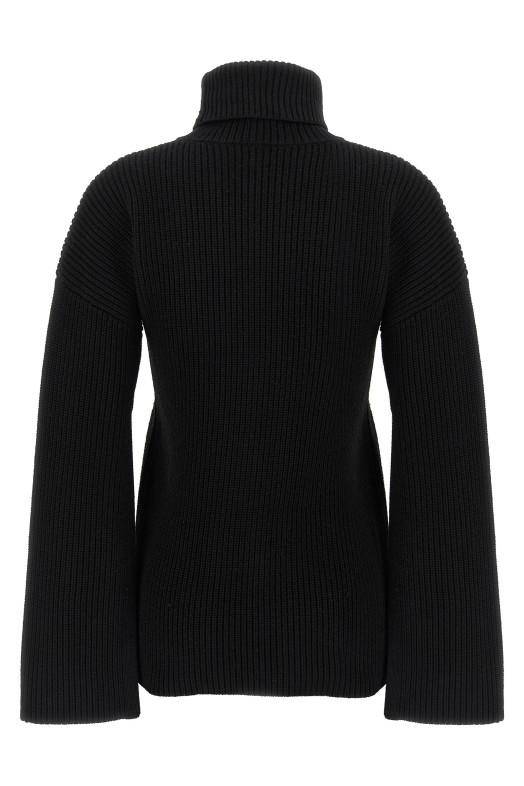 Ribbed wool turtleneck sweater Black
