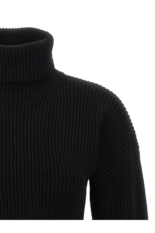 Ribbed wool turtleneck sweater Black