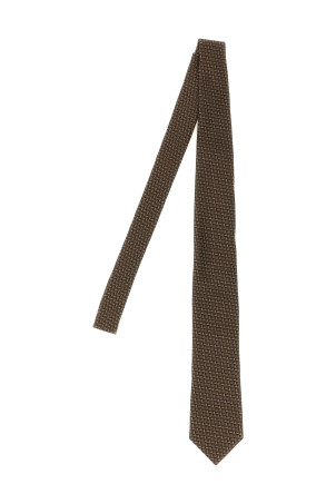 Шёлковый галстук с текстурным рисунком, коричневый BRUNELLO CUCINELLI MX8630018C009