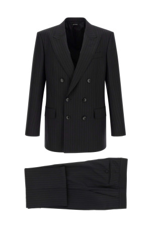 Черное платье в полоску с двойной застежкой TOM FORD 2LNP01WEP30NAA