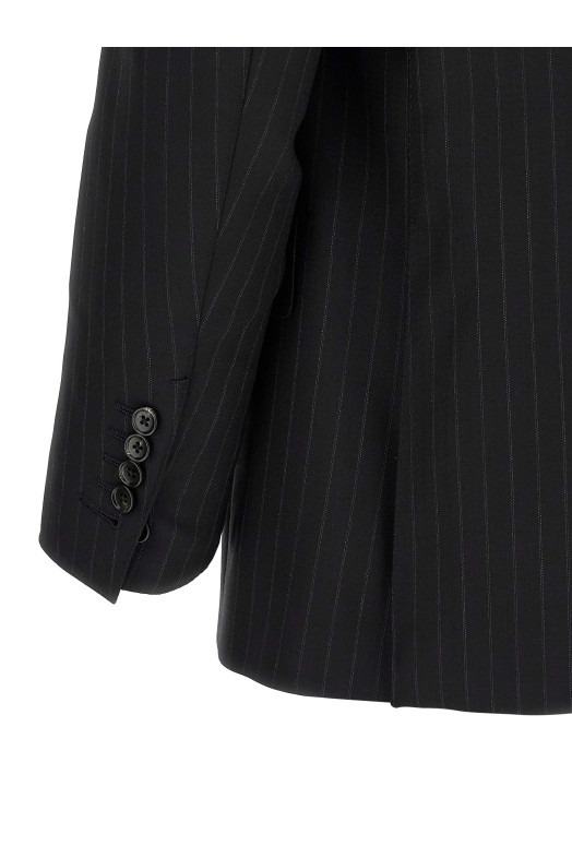 Черное платье в полоску с двойной застежкой TOM FORD 2LNP01WEP30NAA