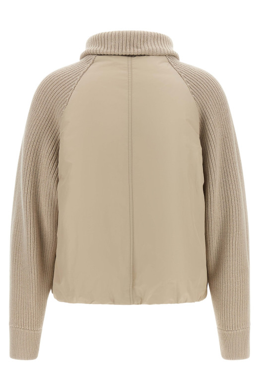Knit insert down jacket  Beige