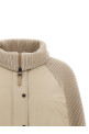 Knit insert down jacket  Beige