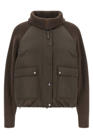 Пуховик с вязаной вставкой  Коричневый BRUNELLO CUCINELLI MH5257294PC028