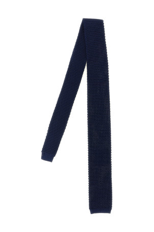 Шёлковый трикотажный галстук  Синий BRUNELLO CUCINELLI MM8880018C2515