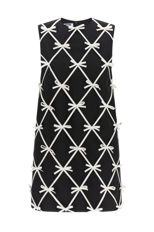 Платье с бантиком  Черно-серое MOSCHINO A040955210555
