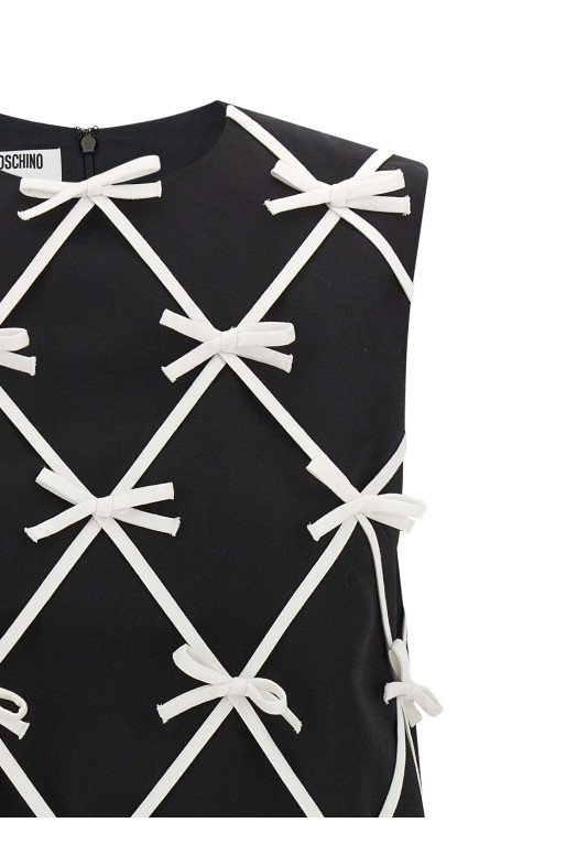 Платье с бантиком  Черно-серое MOSCHINO A040955210555