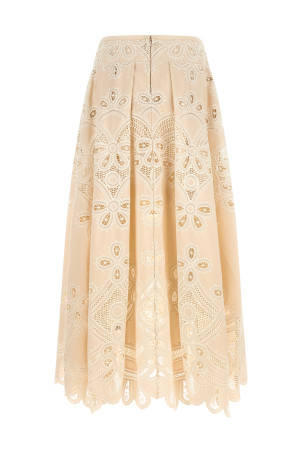 Юбка с вырезанной вышивкой, белая ELIE SAAB SK360NP26COE16CREAM