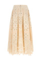 Юбка с вырезанной вышивкой, белая ELIE SAAB SK360NP26COE16CREAM