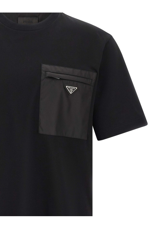 Футболка з кишенею з ре-нейлону, чорна PRADA UJN661SWMO11CKF0002