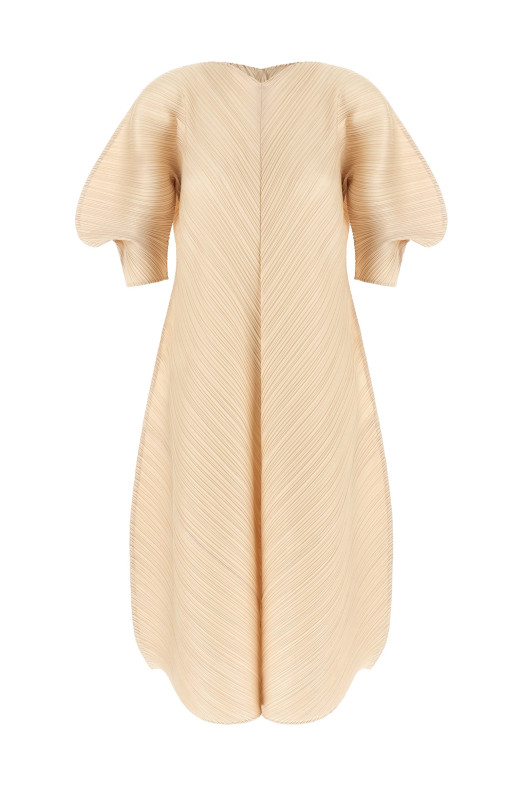 Платье со скульптурными рукавами, бежевое PLEATS PLEASE ISSEY MIYAKE PP66JH46443