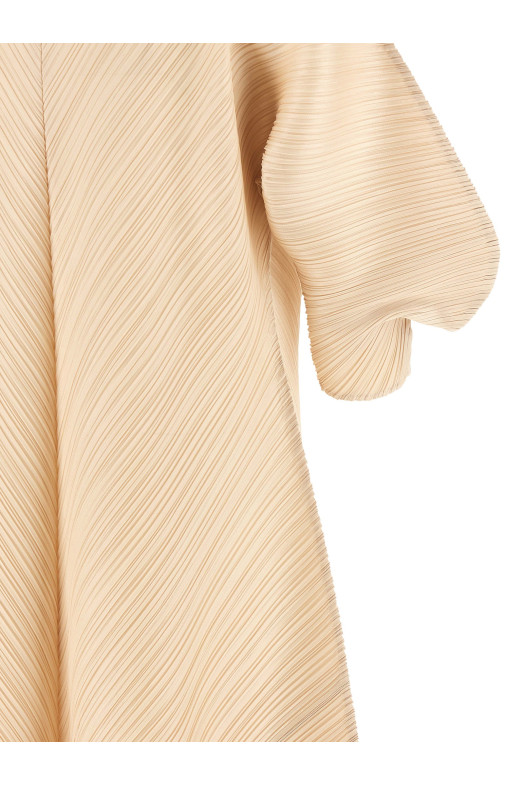 Платье со скульптурными рукавами, бежевое PLEATS PLEASE ISSEY MIYAKE PP66JH46443
