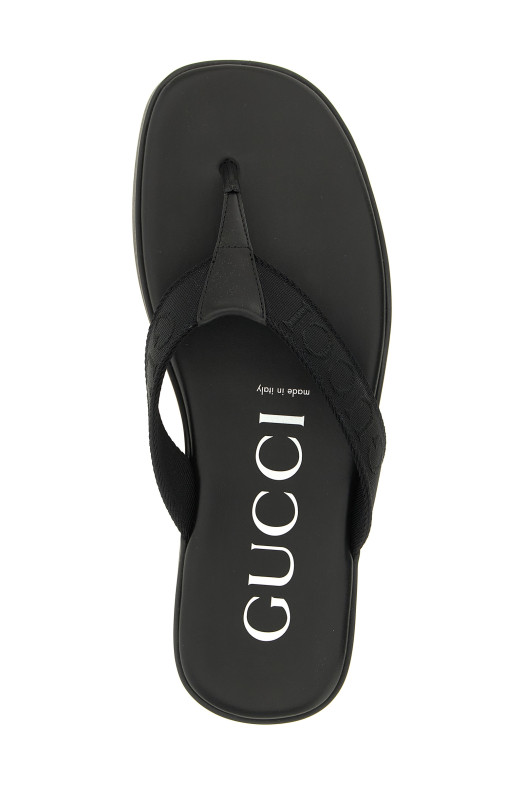 Сандалии-стринги с жаккардовым узором, черные GUCCI 854486HAAOA1000