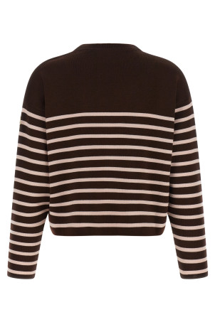 Striped sweater with embroidery White