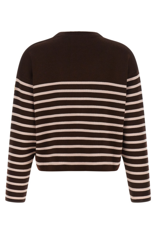Striped sweater with embroidery White