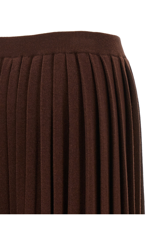 Knitted pleated skirt Brown