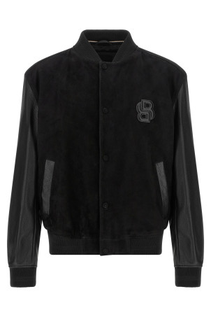 Leather bomber jacket Black