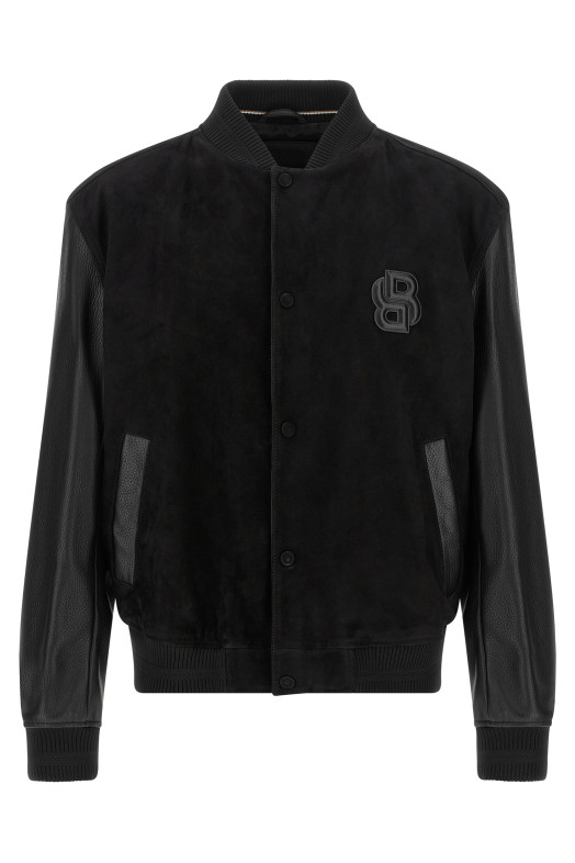 Leather bomber jacket Black