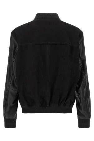 Leather bomber jacket Black