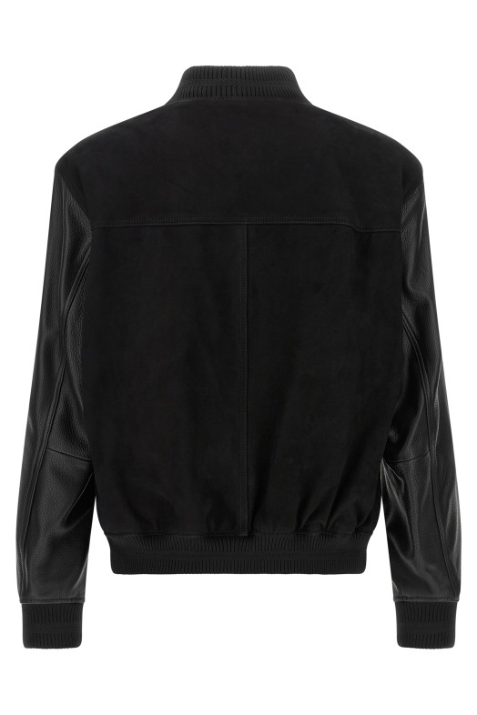 Leather bomber jacket Black