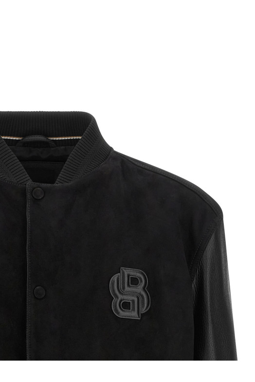 Leather bomber jacket Black