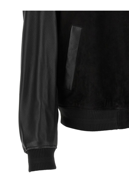 Leather bomber jacket Black