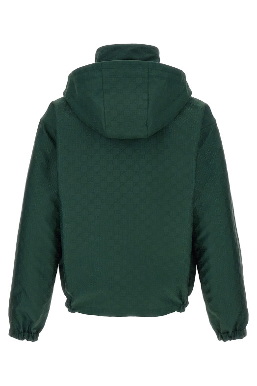 Двусторонняя куртка из хлопка с рипстоп-текстурой, зелёная GUCCI 770276ZAUBC4623