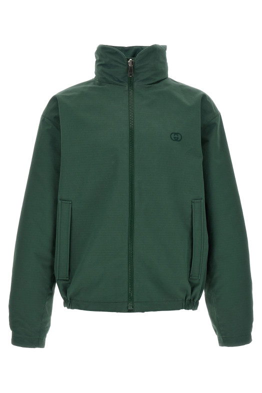 Двусторонняя куртка из хлопка с рипстоп-текстурой, зелёная GUCCI 770276ZAUBC4623