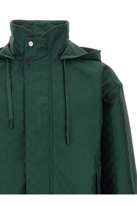 Двусторонняя куртка из хлопка с рипстоп-текстурой, зелёная GUCCI 770276ZAUBC4623