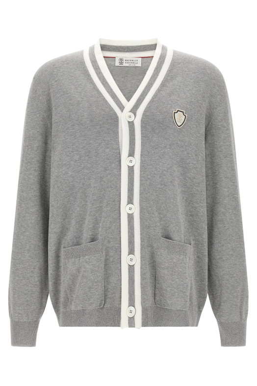 Heraldic logo cardigan Gray