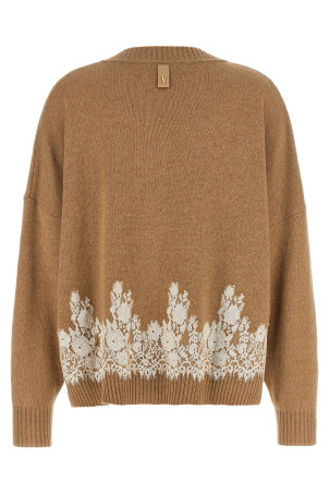 Lace insert cardigan Brown